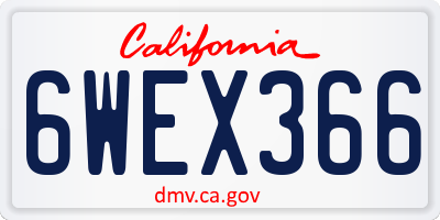 CA license plate 6WEX366