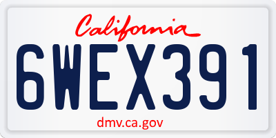 CA license plate 6WEX391