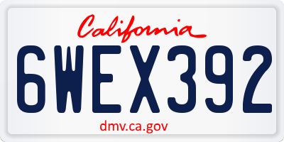 CA license plate 6WEX392
