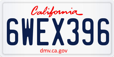 CA license plate 6WEX396