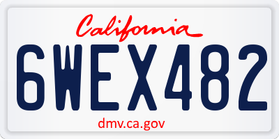 CA license plate 6WEX482