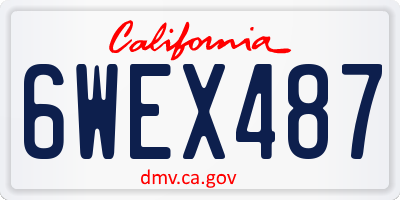 CA license plate 6WEX487