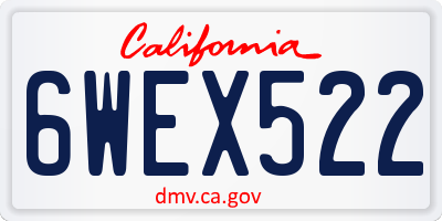 CA license plate 6WEX522