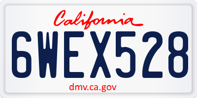 CA license plate 6WEX528