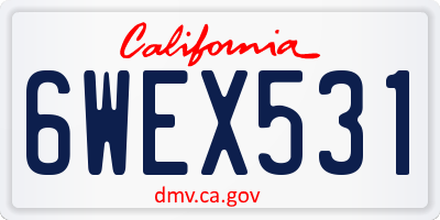 CA license plate 6WEX531