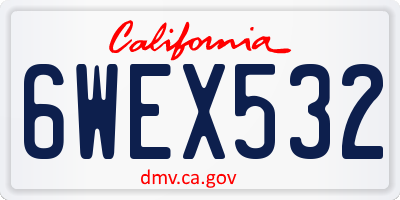 CA license plate 6WEX532