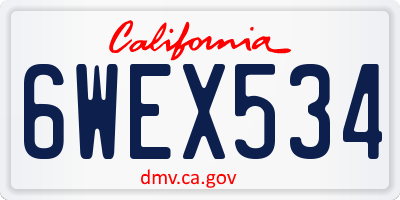 CA license plate 6WEX534