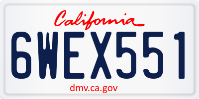CA license plate 6WEX551