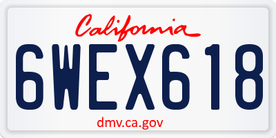 CA license plate 6WEX618