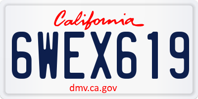 CA license plate 6WEX619