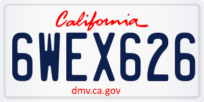 CA license plate 6WEX626