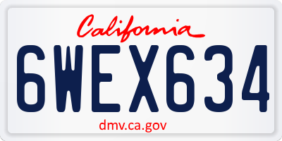 CA license plate 6WEX634
