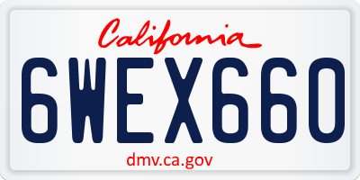 CA license plate 6WEX660