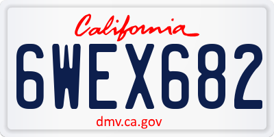 CA license plate 6WEX682