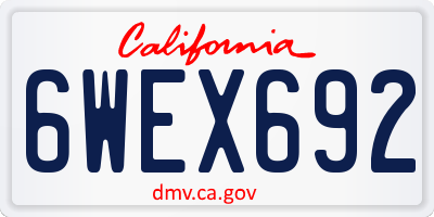 CA license plate 6WEX692