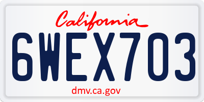 CA license plate 6WEX703