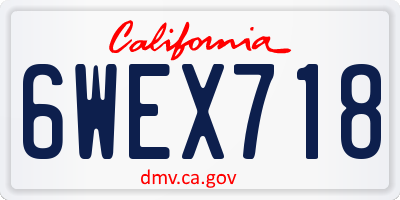 CA license plate 6WEX718