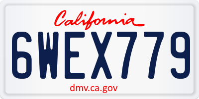 CA license plate 6WEX779