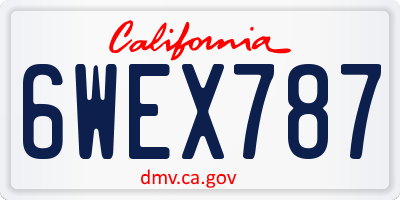 CA license plate 6WEX787