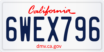 CA license plate 6WEX796