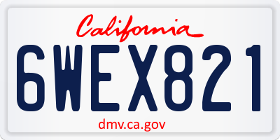 CA license plate 6WEX821