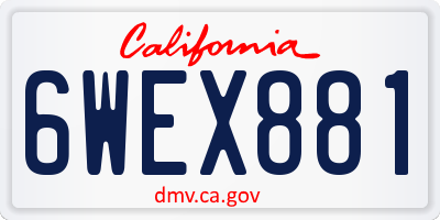 CA license plate 6WEX881