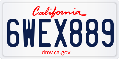 CA license plate 6WEX889