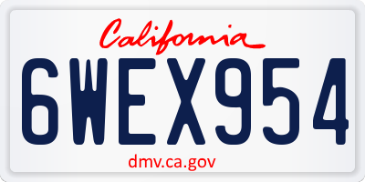 CA license plate 6WEX954