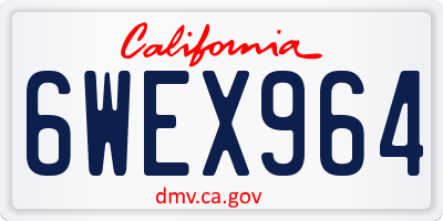 CA license plate 6WEX964