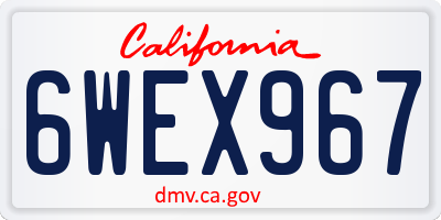 CA license plate 6WEX967
