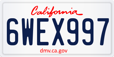 CA license plate 6WEX997
