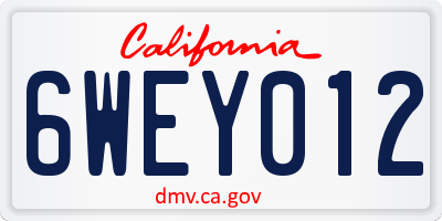 CA license plate 6WEY012