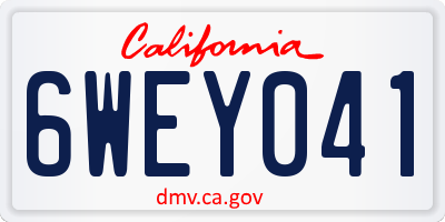 CA license plate 6WEY041