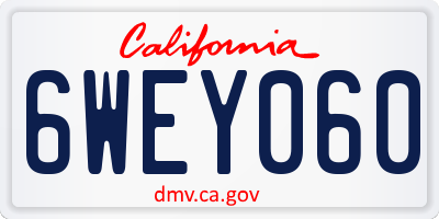 CA license plate 6WEY060
