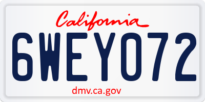 CA license plate 6WEY072