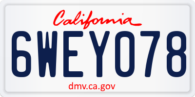 CA license plate 6WEY078