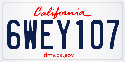 CA license plate 6WEY107