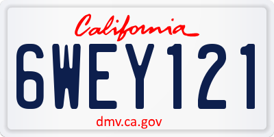 CA license plate 6WEY121