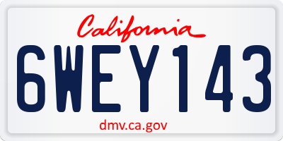 CA license plate 6WEY143