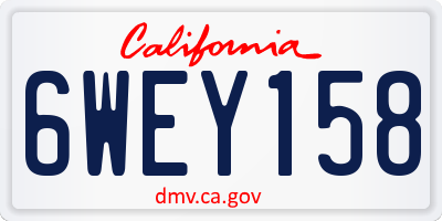 CA license plate 6WEY158
