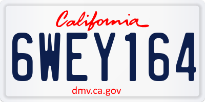 CA license plate 6WEY164