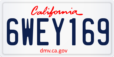 CA license plate 6WEY169