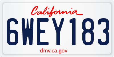 CA license plate 6WEY183