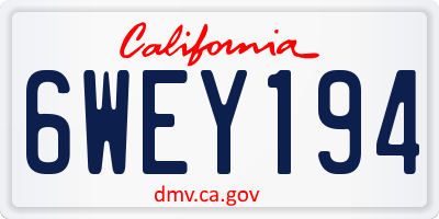 CA license plate 6WEY194