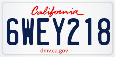 CA license plate 6WEY218