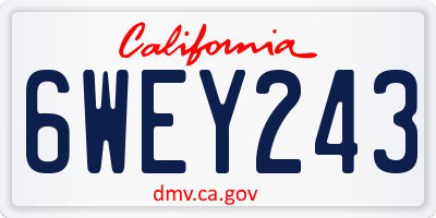 CA license plate 6WEY243