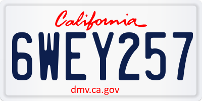 CA license plate 6WEY257