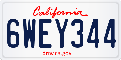 CA license plate 6WEY344