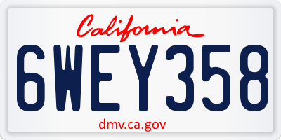 CA license plate 6WEY358