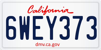 CA license plate 6WEY373